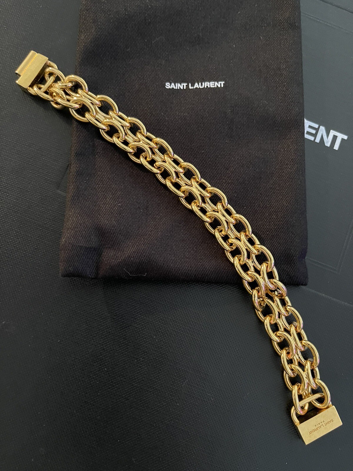 New ! SAINT LAURENT Chain Metal Bracelet Size M Beautifully chic ! S/S 2022