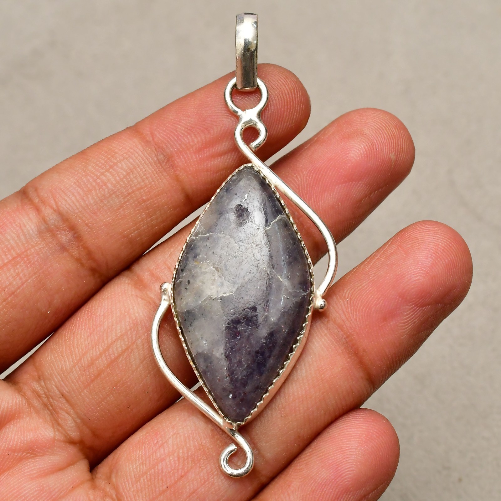 Lepidolite Gemstone Handmade 925 Sterling Silver Jewelry Pendant 2.51″