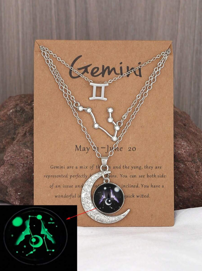 3 Pack Zodiac Constellation Pendant Necklaces – 12 Stars Astrology Jewelry Set
