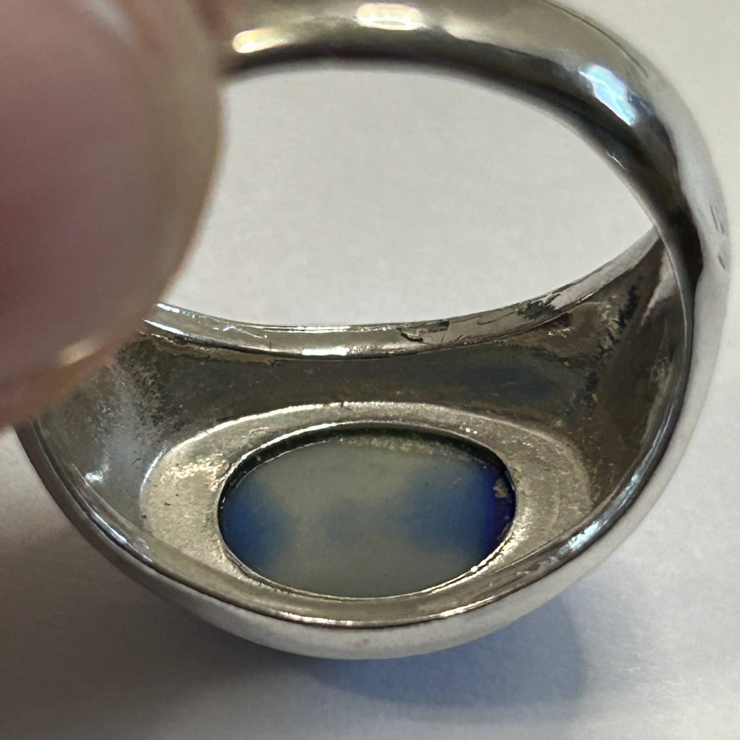 18K HGE Simulated Blue Star Sapphire Ring Size 8