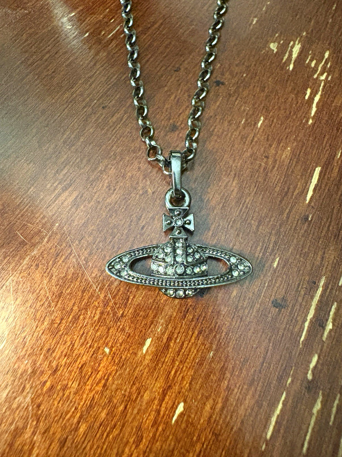 Vivienne Westwood Silver Orb Crystal Pavé Pendant Necklace