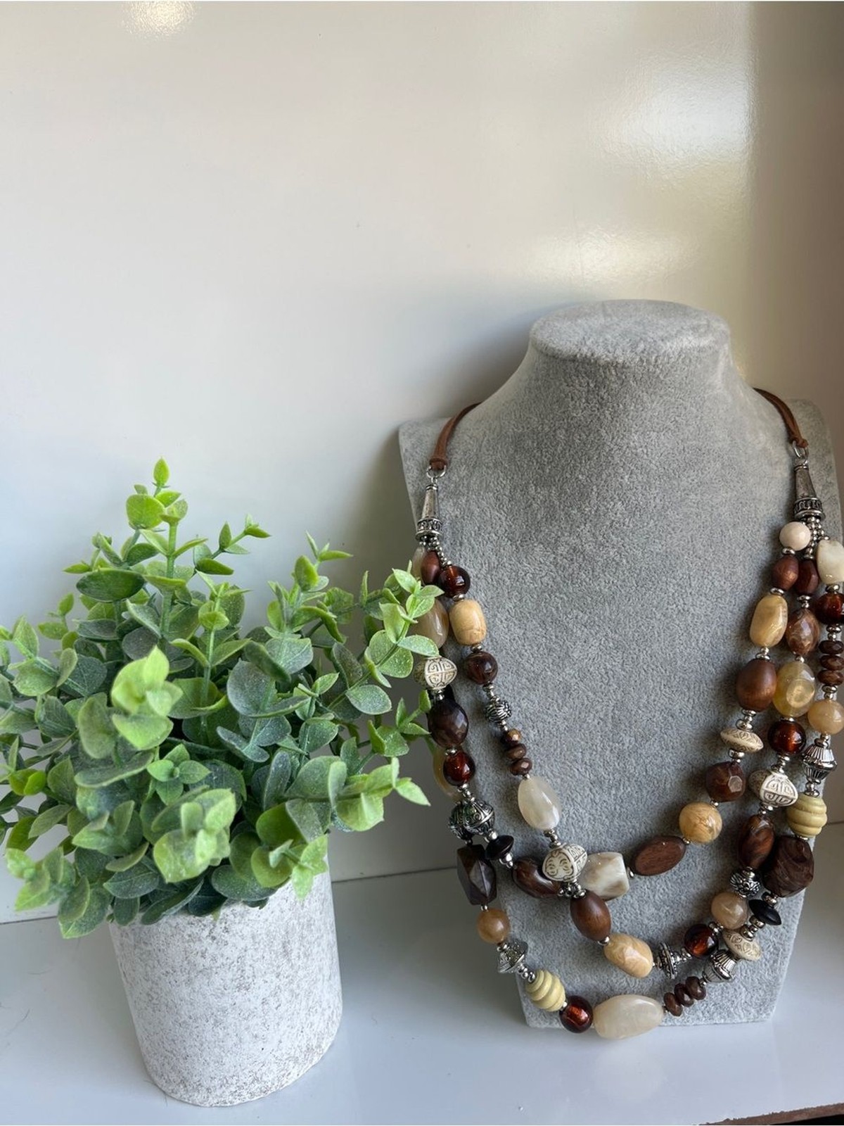 Multi-Strand Brown & Cream Beaded Necklace – Premier Designs