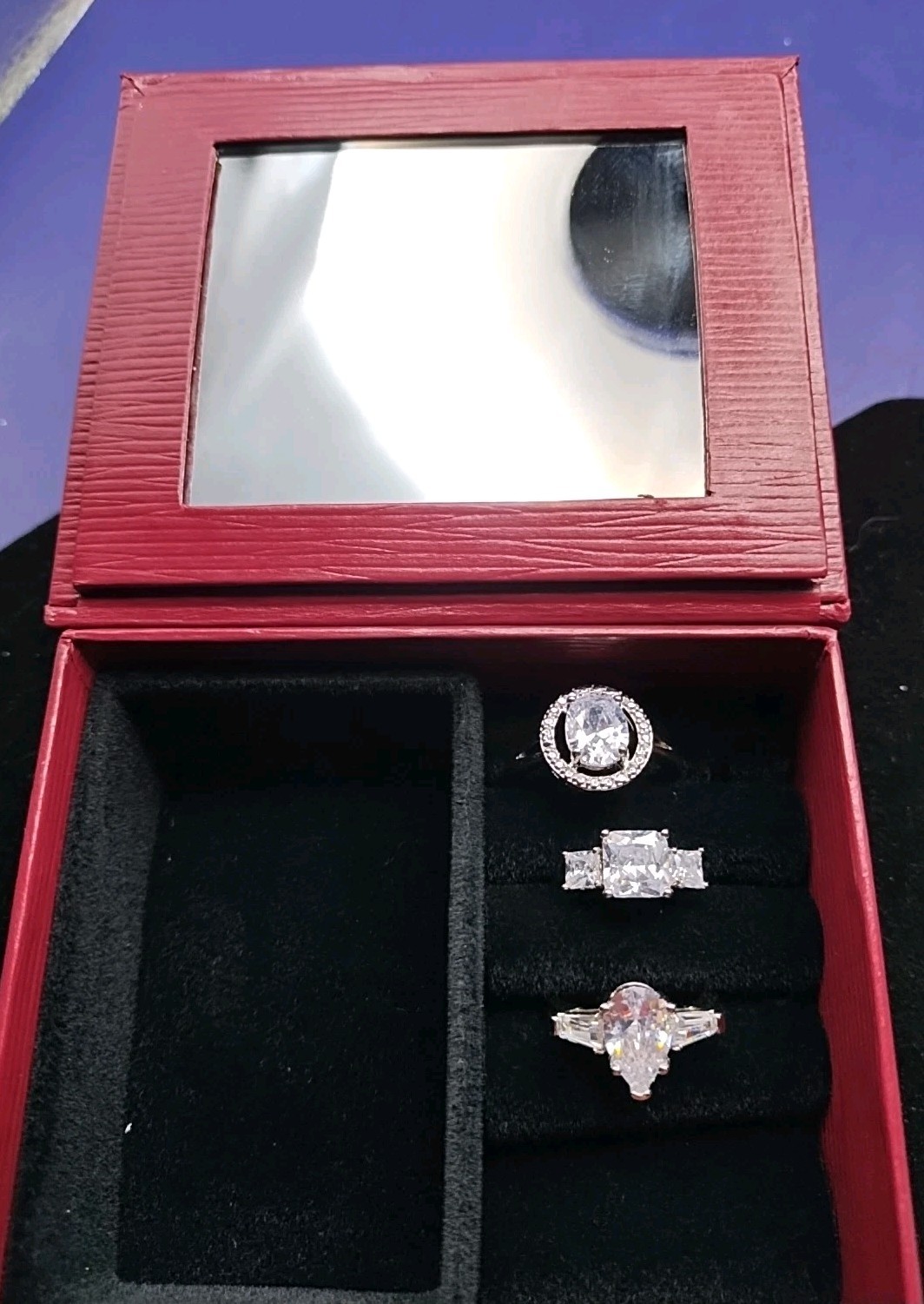 Set Of Three Costume Jewelry Silver Tone Jewelry Box Included Clearance Sale