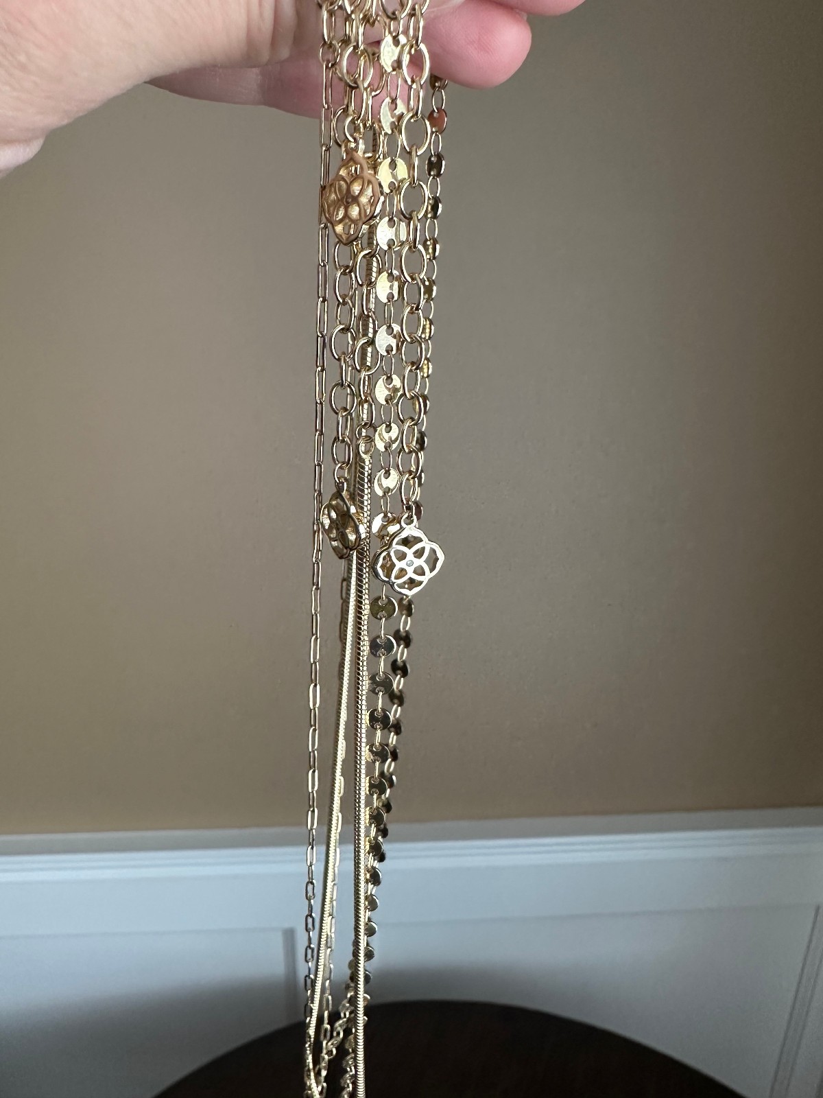 Kendra Scott Convertible Layered Necklace Gold Pink Iridescent 3 In 1 Detachable