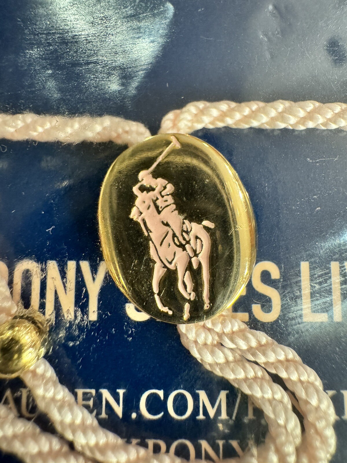 Ralph Lauren Pink Pony String Slide Bracelet Cancer Awareness Polo Adjustable