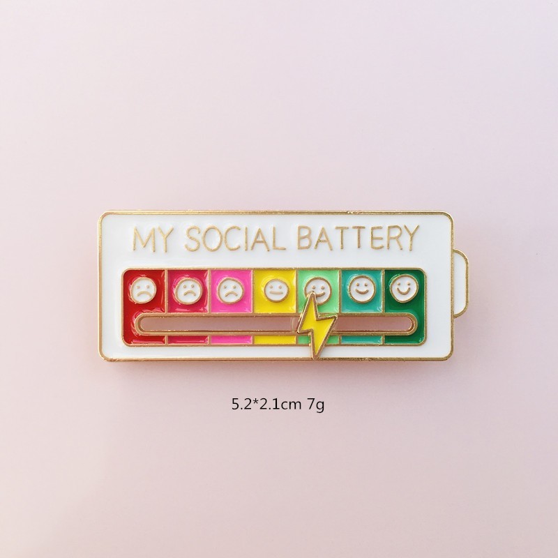 My Social Battery Level Enamel Brooch – Unique Colorful Mood Meter Pin, Fun Gift
