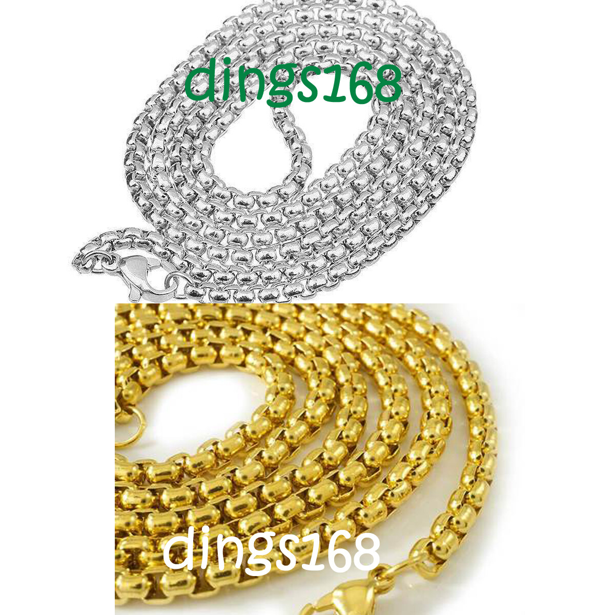 Men&Women’s Real 18K Gold Filled Tarnish-Free Round Box Chain Necklace 16″-32″