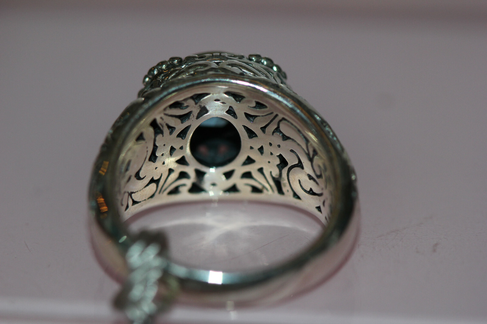 NWT Samuel B. Blue Topaz Sterling Silver Filigree Ring sz 7 polish cloth & bag