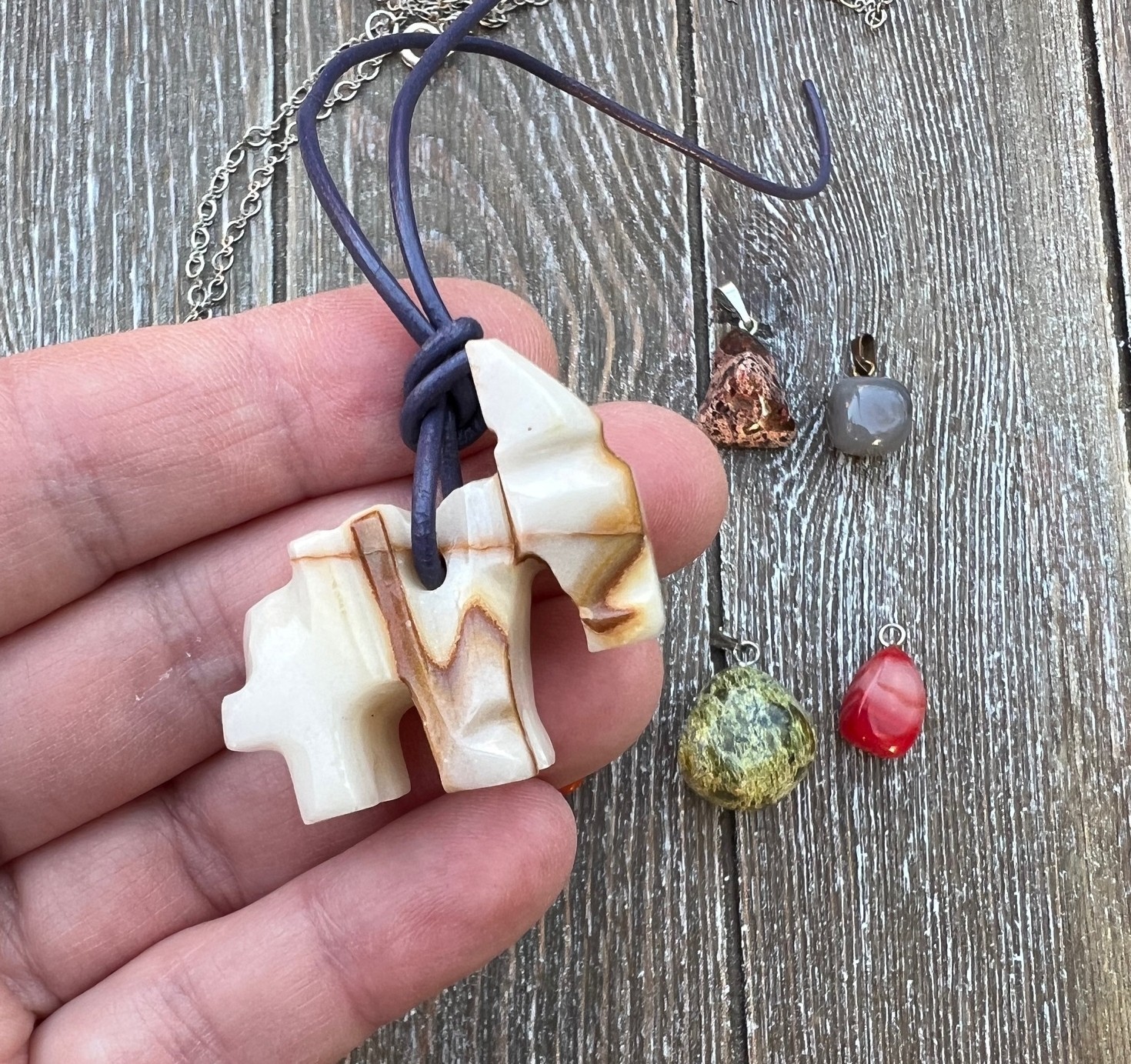 10 ASSORTED MULTI-COLOR NATURAL STONE PENDANT LOT