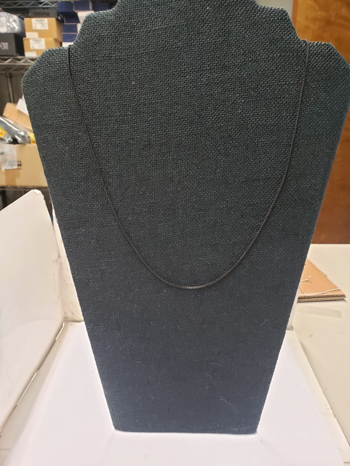 Trendhim Lucleon (1 MM) GUNMETAL BLACK CURVED BOX CHAIN NECKLACE 21.5″