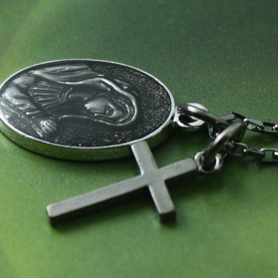 Cross Maria Pendant with 19″ Chain Fashion Necklace for Women Kids Men