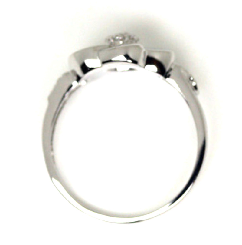 15mm Plumeria Flower Ring CZ White Gold Plated 925 Sterling 5 6 7 8 9 +1/2 sizes