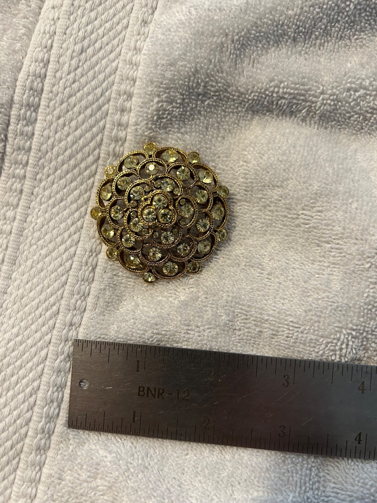 Vintage Yellow / Clear Rhinestone Pin