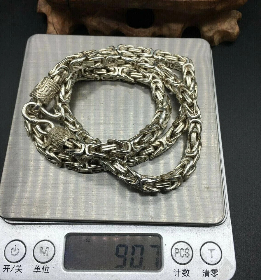 Rare Chinese Miao Tibetan silver handmade necklace Men jewelry gift