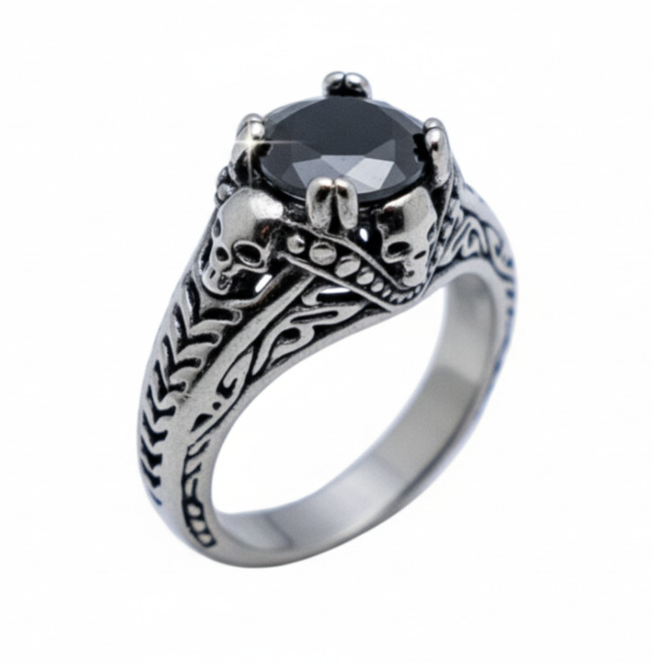 Ladies Solitaire Skull Ring Stainless Steel Motorcycle Biker Jewelry 189