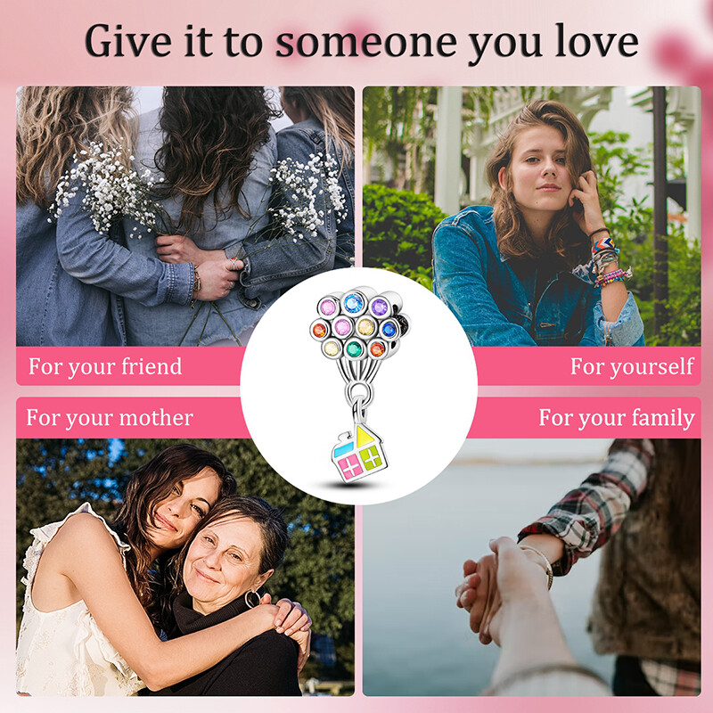 MULA European Silver Plated Charm AAA CZ Enamel Balloon House For Women Bracelet