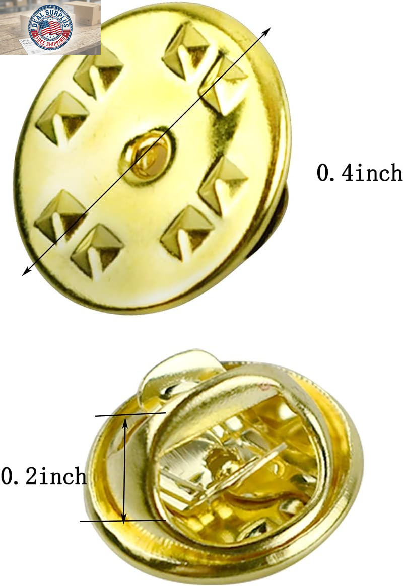 100PCS Pin Backs, Metal Locking Pin Backs, Brass Clutch for Brooch Tie Hat Badge