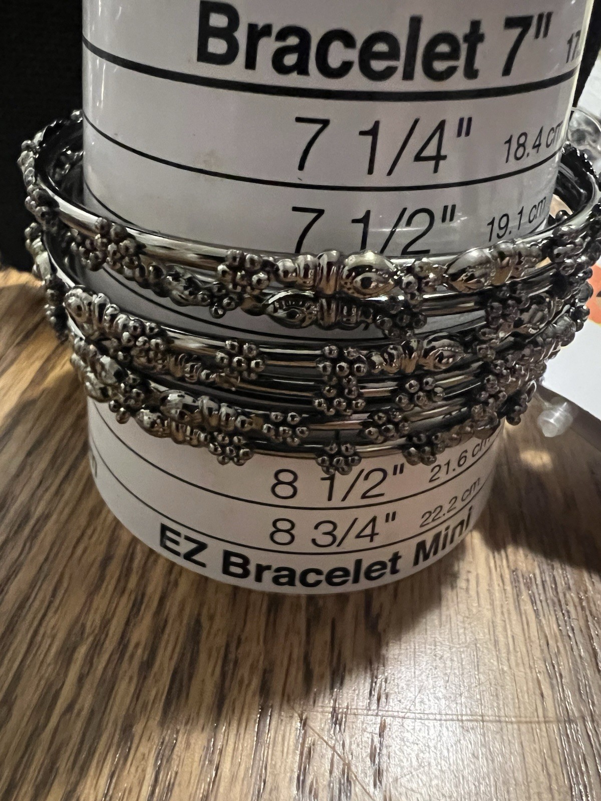 Antika Lead compliant India 6 stackable gunmetal daisy embellish bracelet 8 1/4”