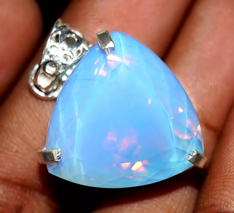 EGL Certified 90.0 Ct Natural Opal 925 Solid Silver Pendant Loose Gemstone