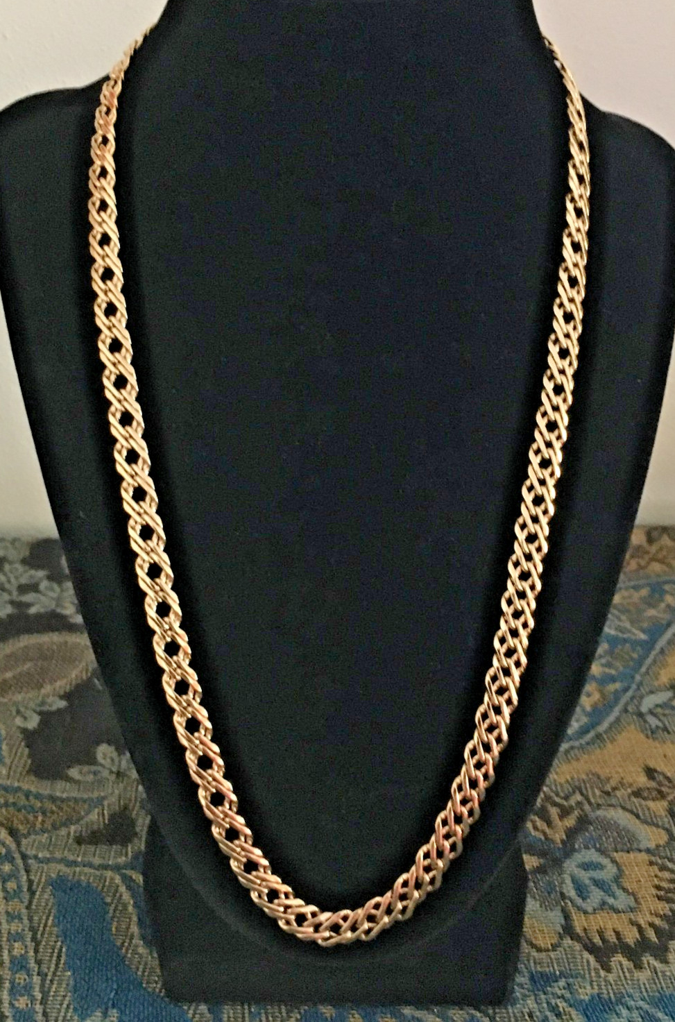 Vintage Gold Tone Chain Necklace 80’s Double Link 22″ Slinky Retro Hip Hop Glam