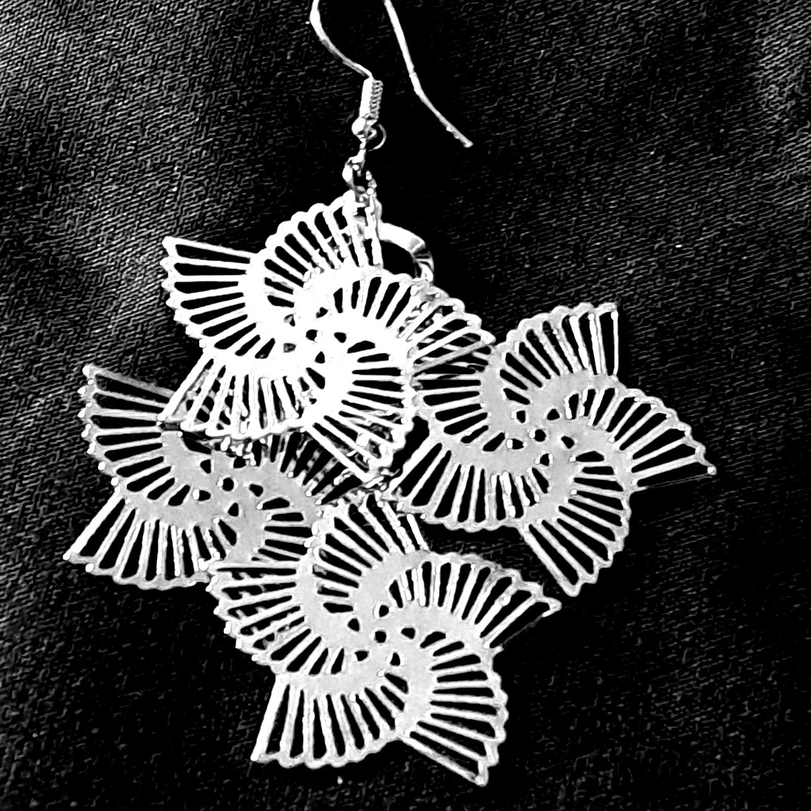 Boutique Fan Drop Earrings Star Dancer Filigree Mandala New Statement Dangle