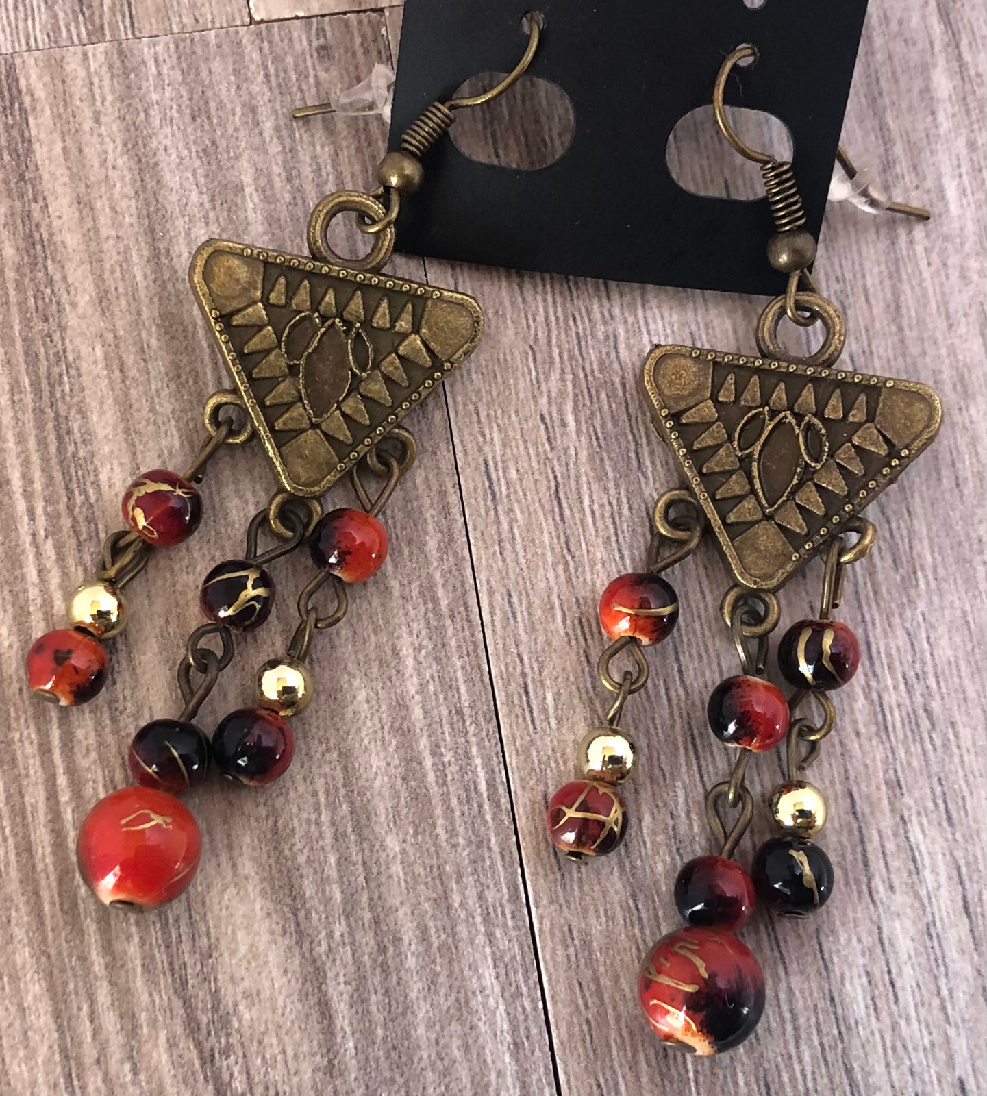 Dangle/Drop Beaded Fashion Earrings – Handcrafted Brown beads