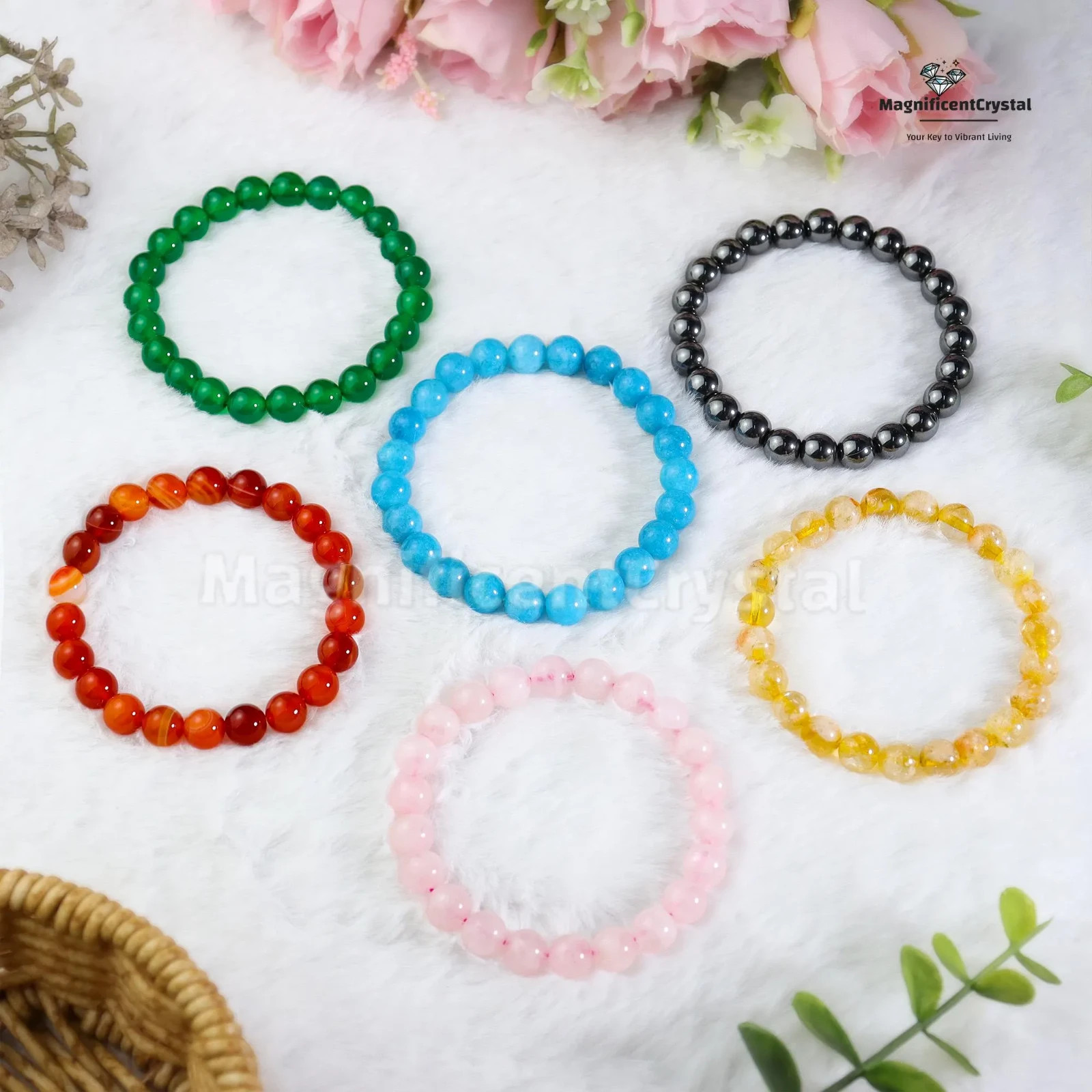 3PCS Citrine Carnelian Quartz Bracelet Abundance Creativity Women Reiki Jewelry