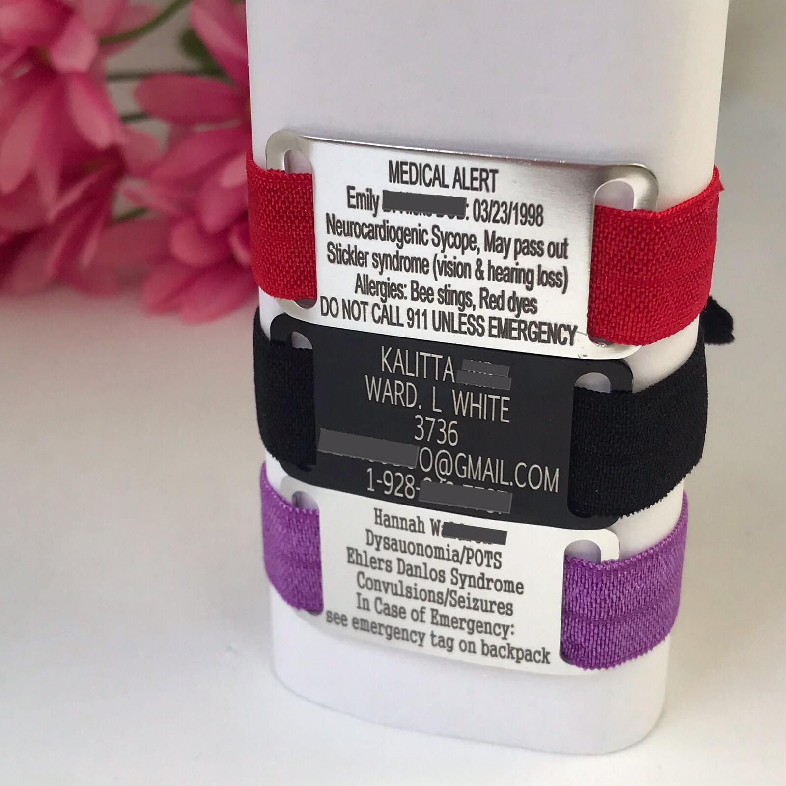 Custom Medical ID Bracelet Waterproof Free Engraved Elastic Medical Alert Info