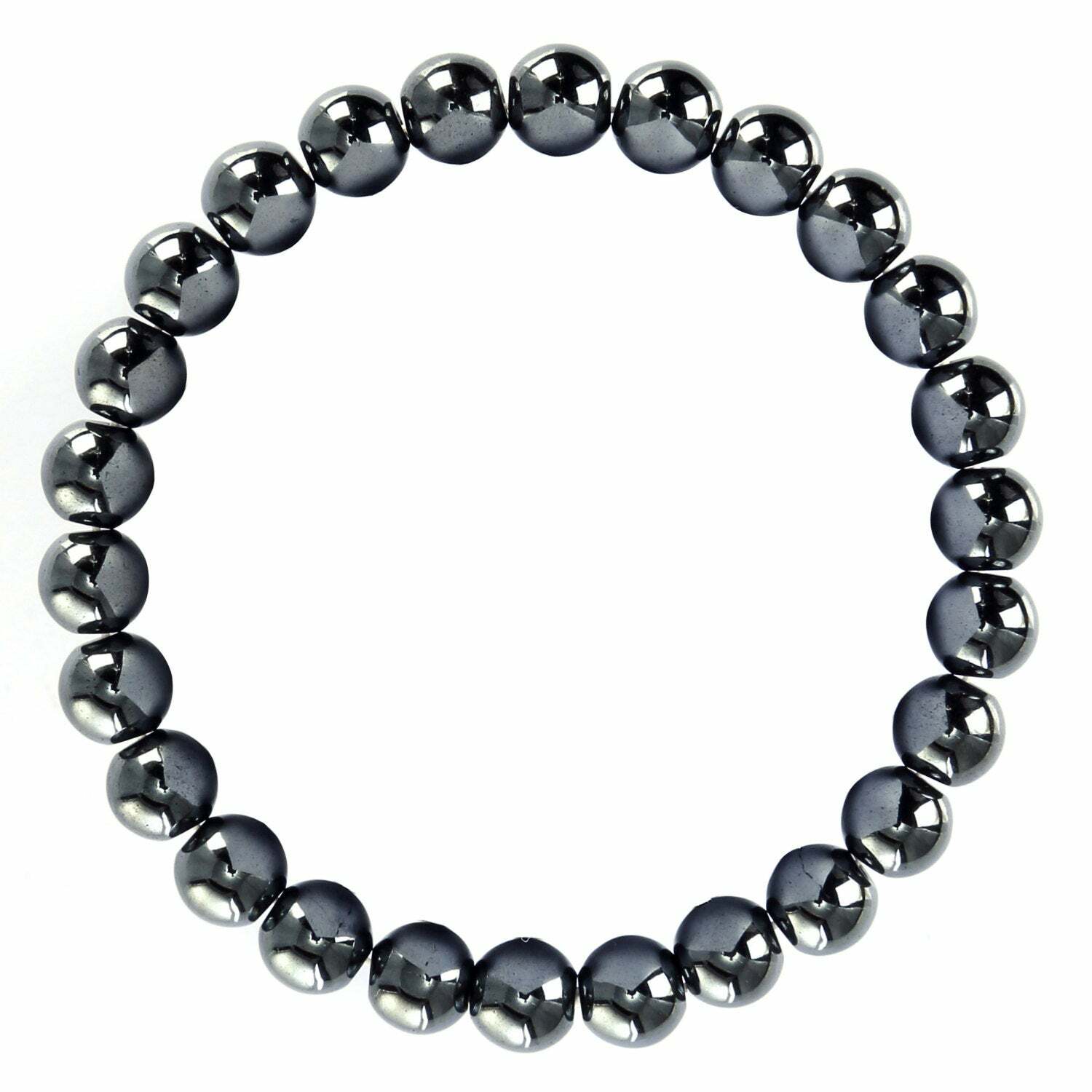Natural Gray Hematite Bracelet Smooth Round Size 10mm 8mm 7.5″ Length