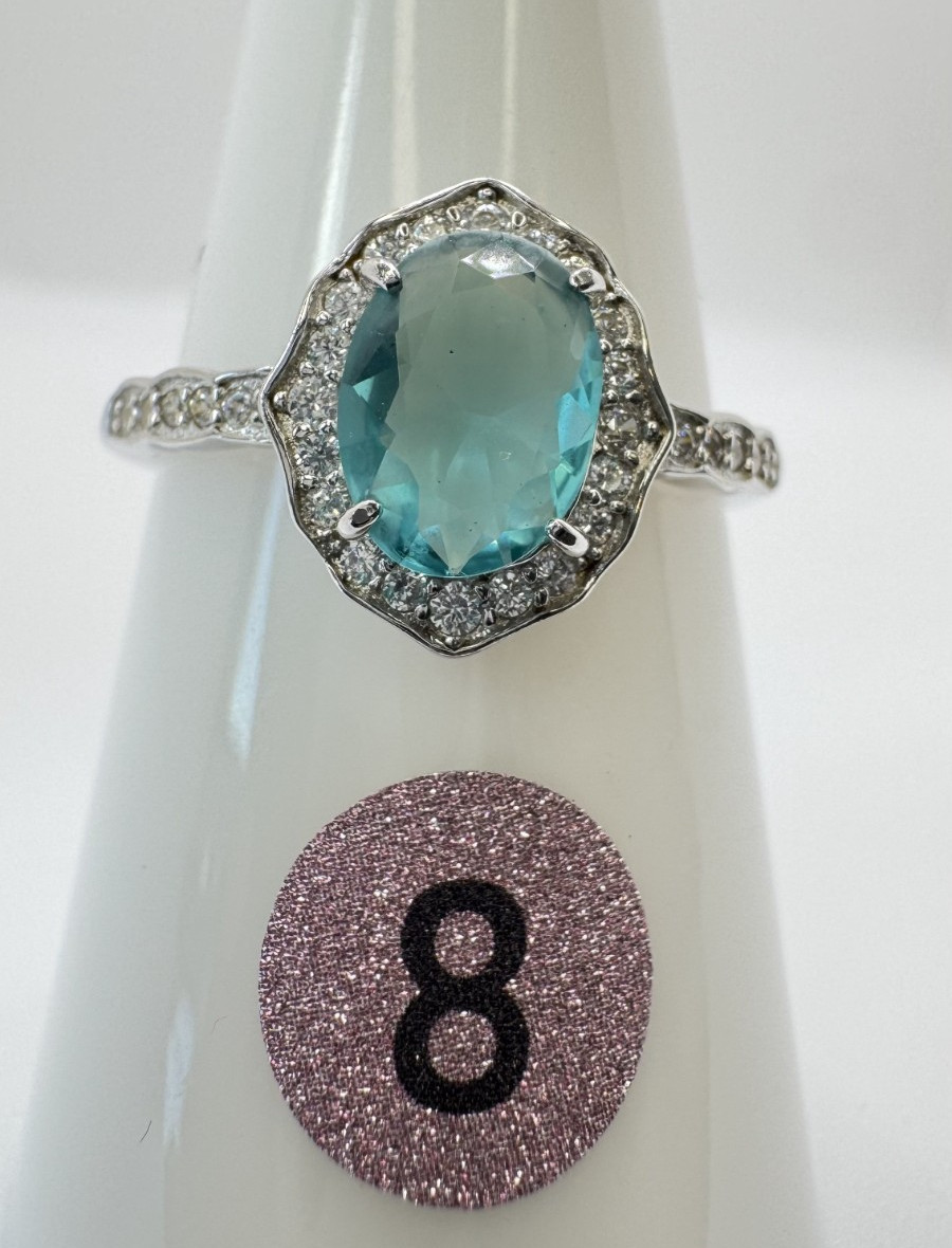 Size 8 Bomb Party Ring – RBP2148 Mediterranean Love – Paraiba Topaz on .925