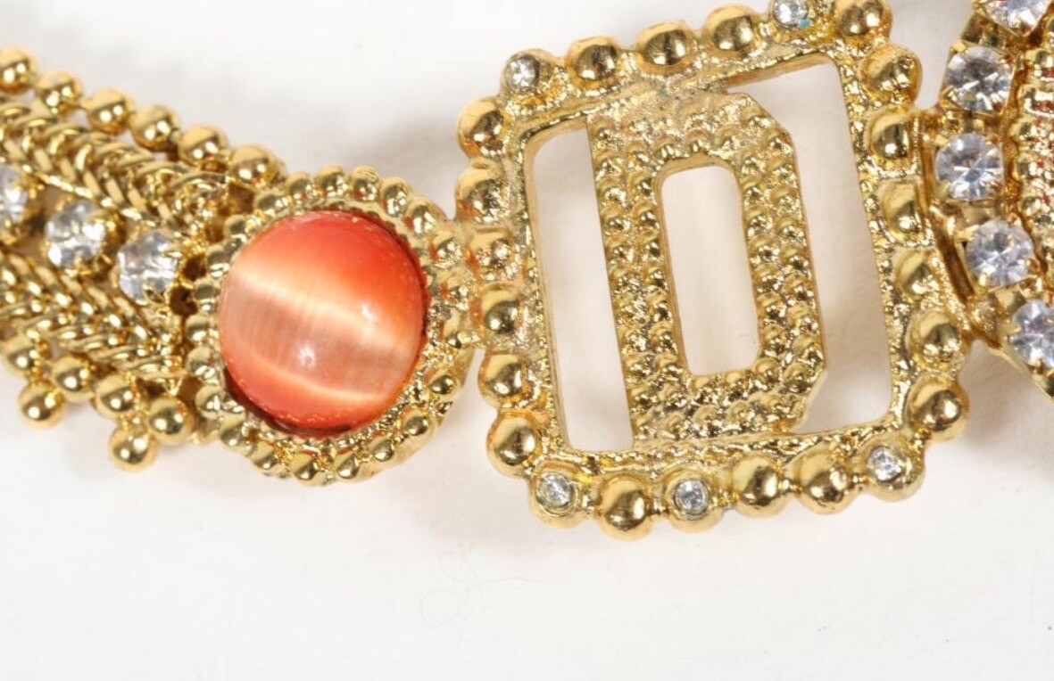 Dolce & Gabbana Necklace With Resin Coral Rhinestones Matching Dangle Earrings