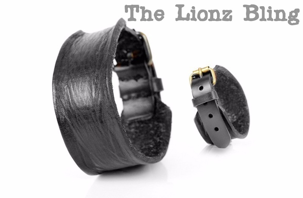 Classic Sexy Urban Rustic Genuine Black Leather Band Bracelet w/ Buckle Closure