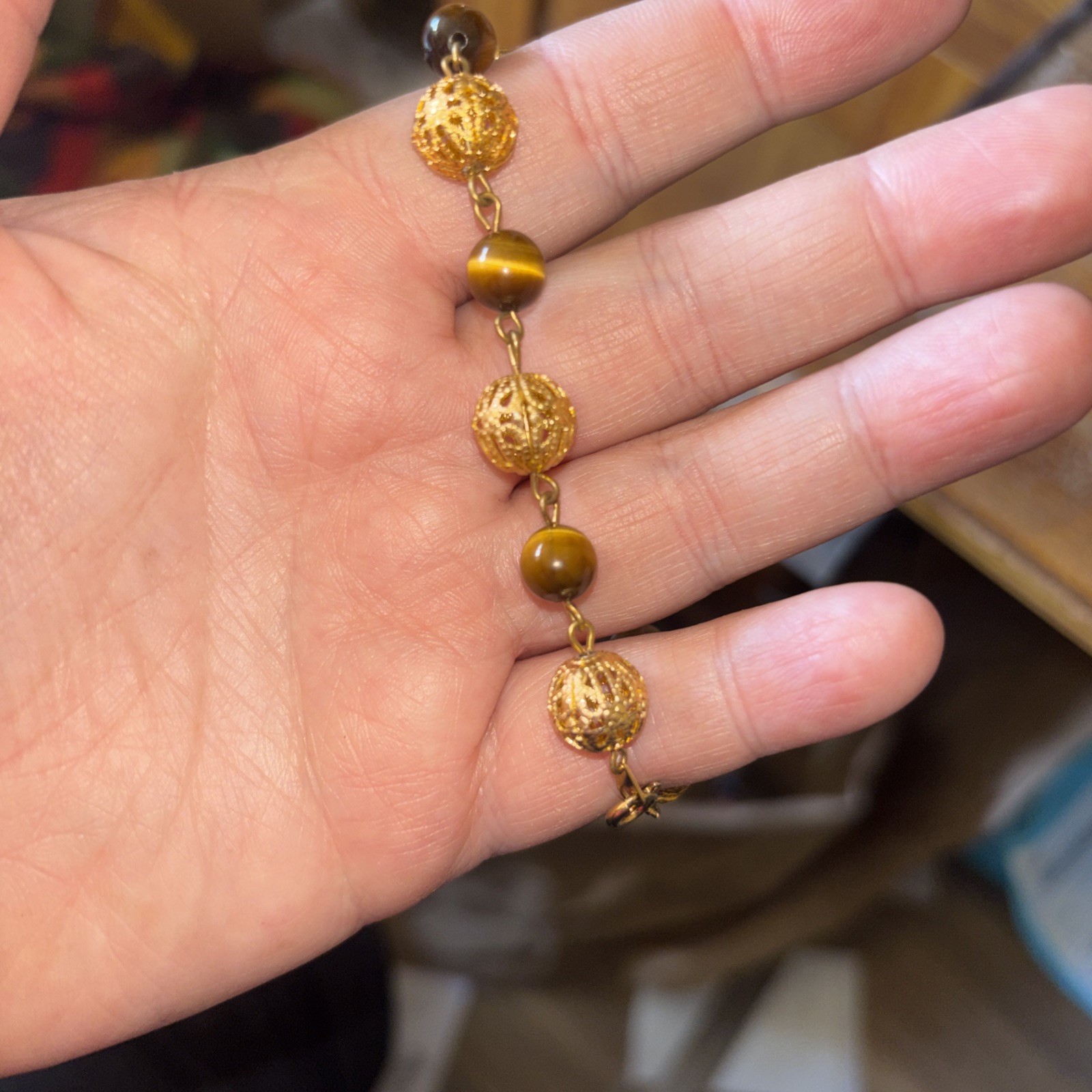 tigers eye gold vermeil bracelet