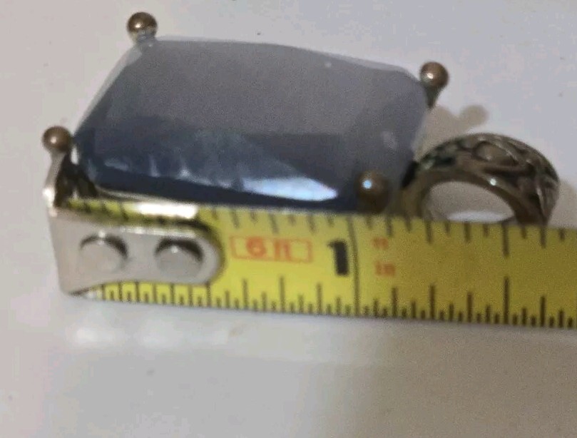Pendant Gray Beveled Large Glass Stone Silver Tone Jewelry Metal Style Jewelry