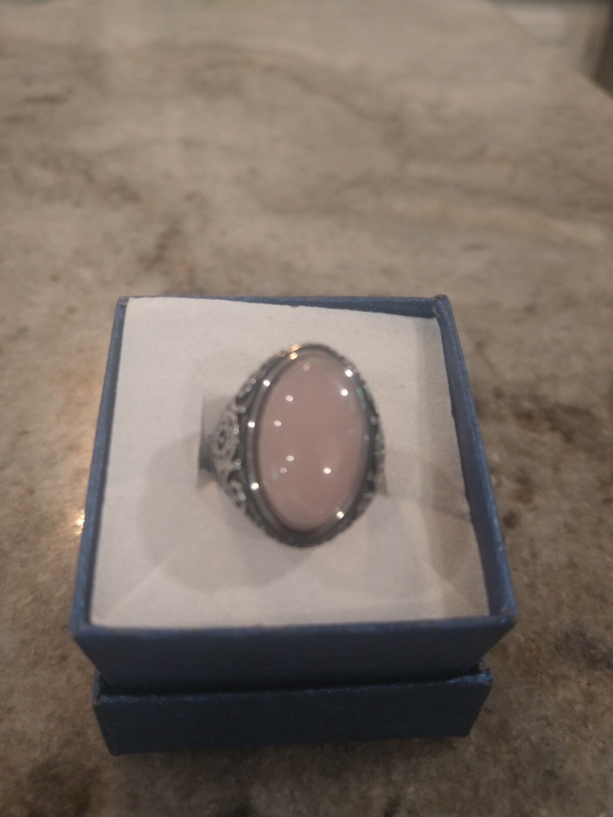 Beautiful 9.50 ct Galilea Rose Quartz Ring in Stainless Steel (Size 6.0)