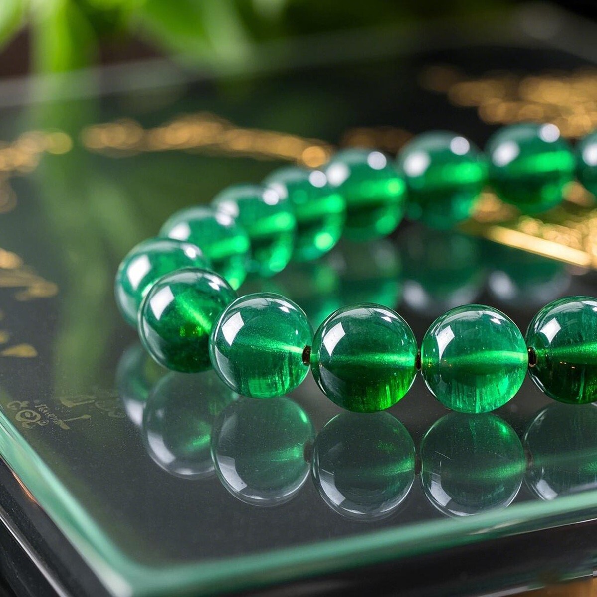 Natural Emerald Elastic Stretch Bracelet 8mm Round Crystal Gemstone Beads