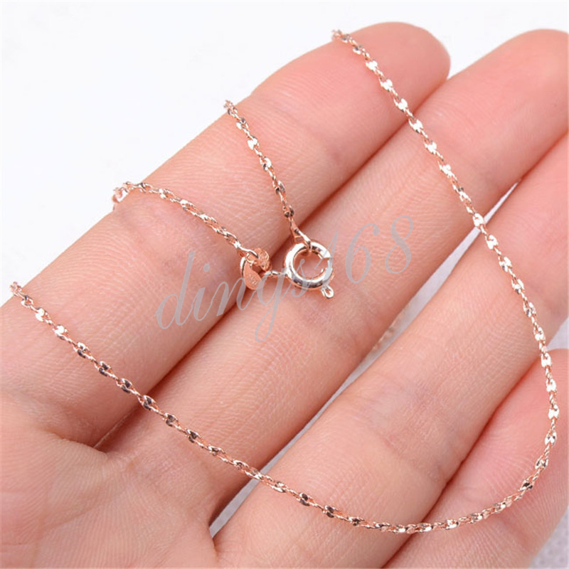 Real 18K Rose Gold Filled Hypoallergenic Starry Chain 18 inch 1mm Thin Necklace