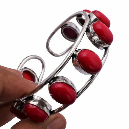 A+A+A Rose Quartz Gemstone 925 Sterling Silver Plated Adjustable Cuff Bangles