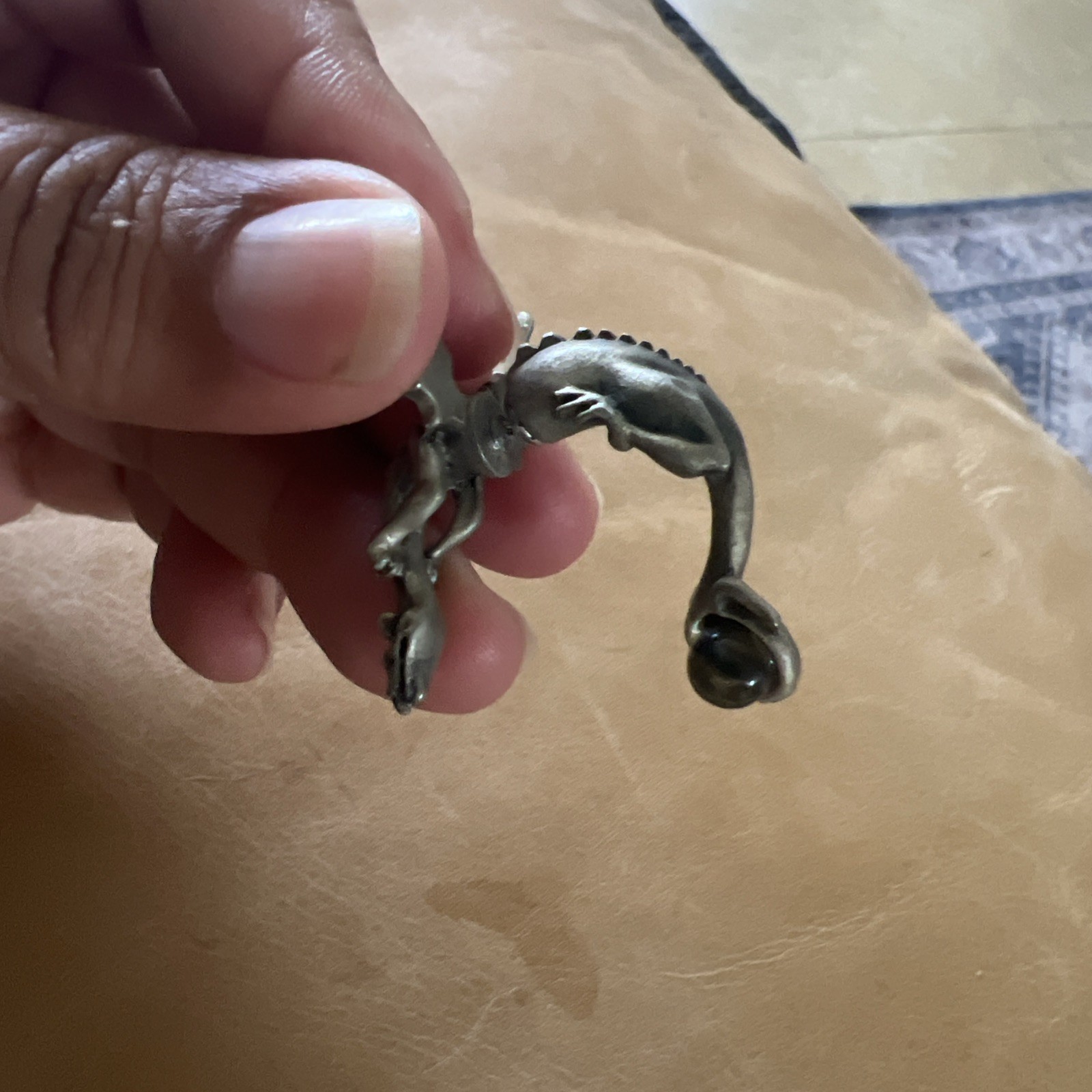 Fable Brand Pewter Gothic Dragon Single Earring Holding A Orb