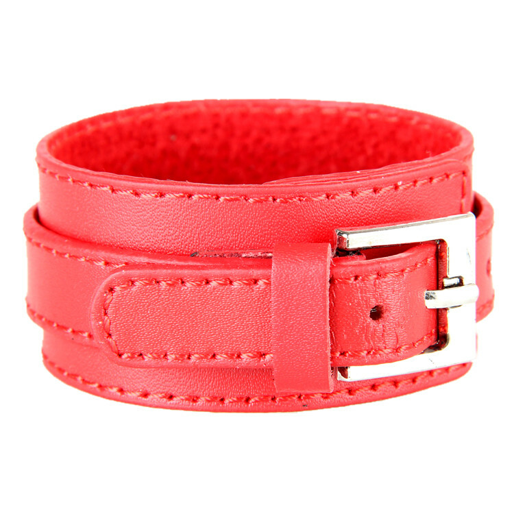 New Men Punk Wide PU Leather Belt Wristband Cuff Bracelet Bangle Adjustable US