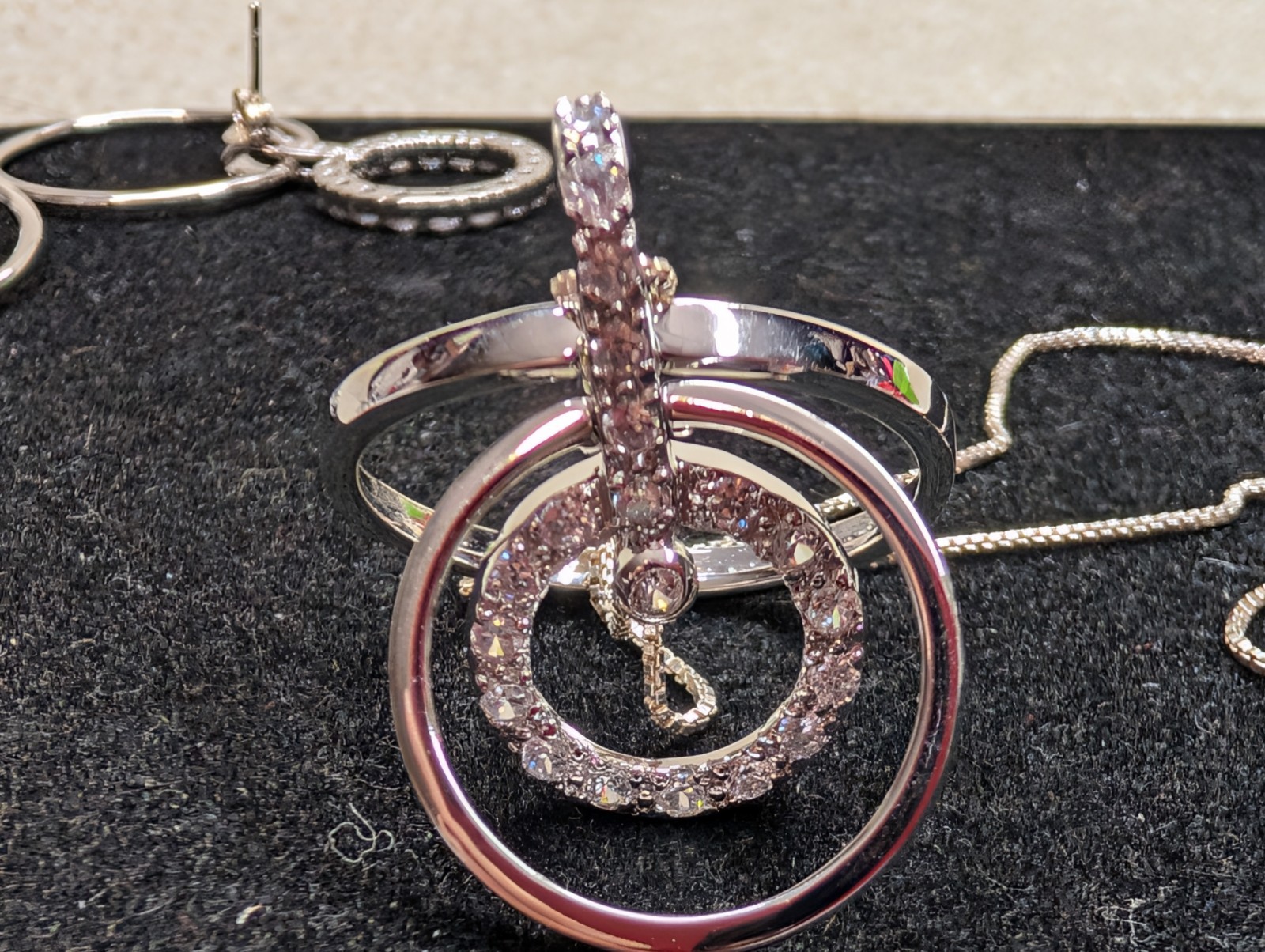 Sterling Silver CZ Cubic Zerconia Hoop Earrings & Necklace w/18″ Chain 260322G