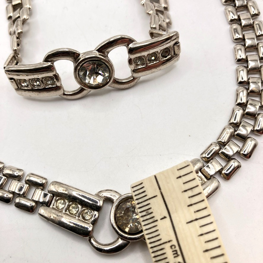 Panther link necklace 36cm bracelet 20cm set decorative silver tone metal unisex