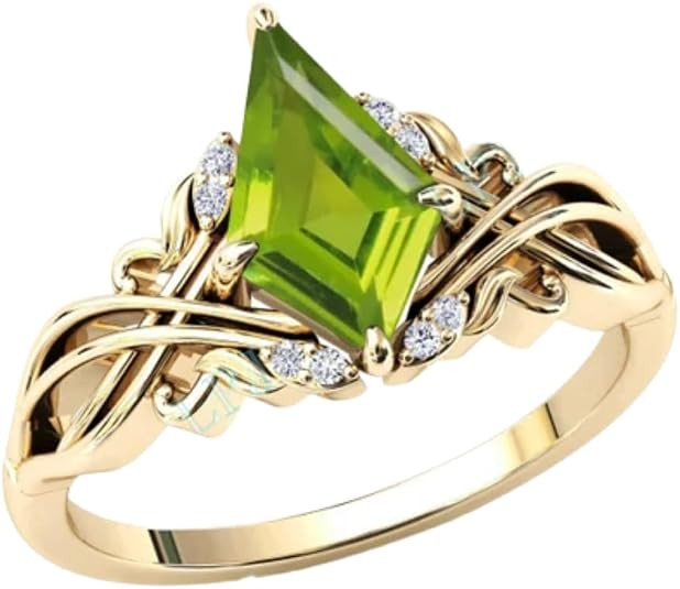 2carat Womens Engagement Ring,Kite Cut Peridot Gemstone Wedding Ring for Women
