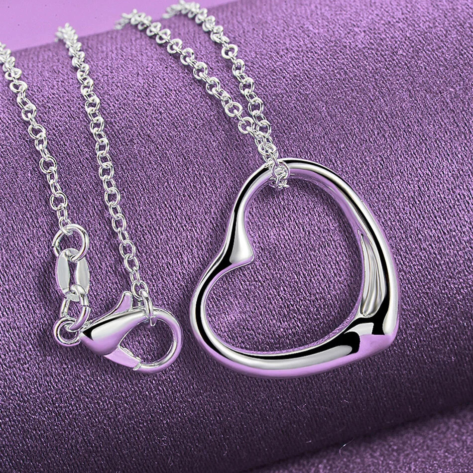 CHSHINE 925 Sterling Silver Heart Bangle Bracelet Earrings Necklace Jewelry Set