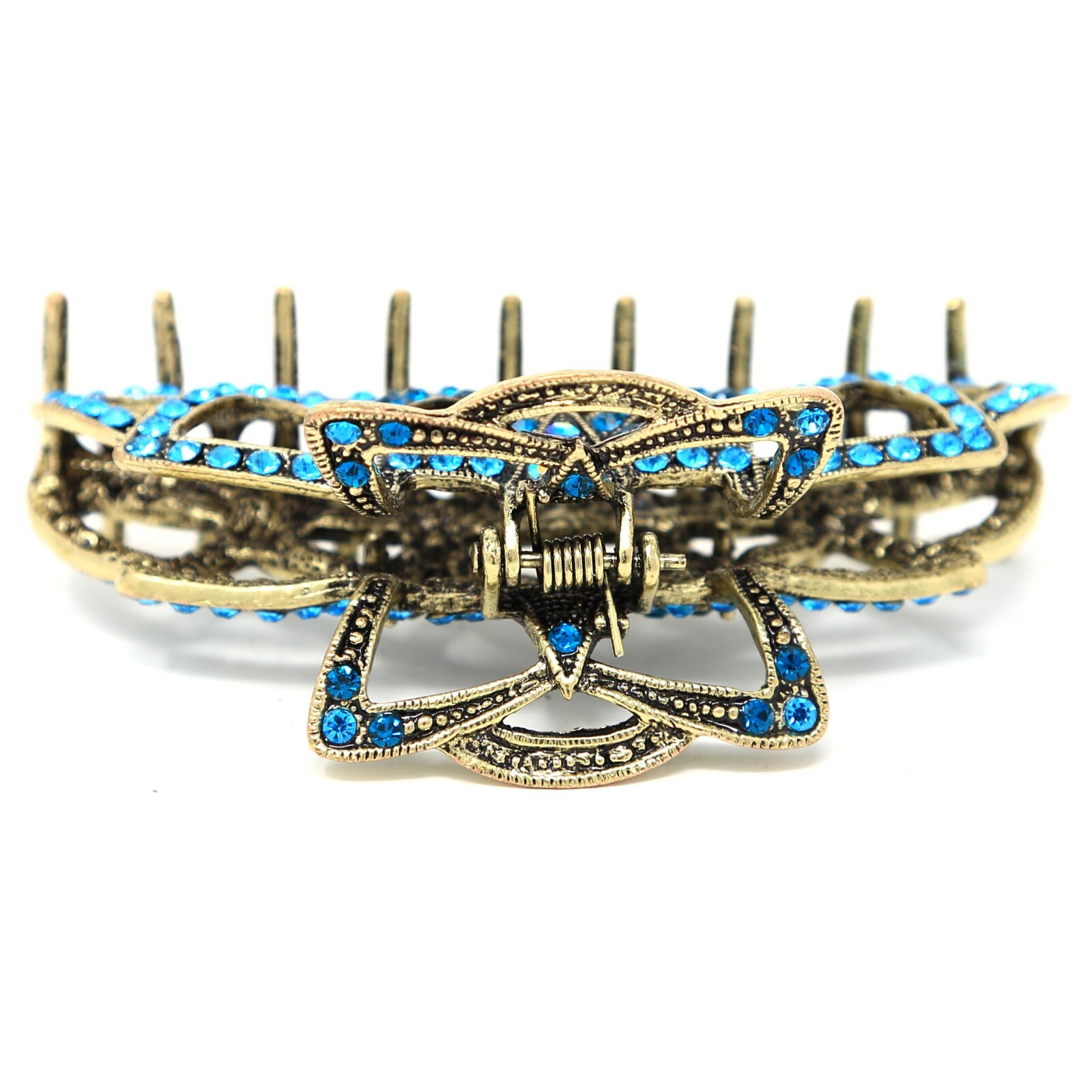 Top Quality Women Rhinestone X-Large Metal Claw Hair Clip Antique Silver