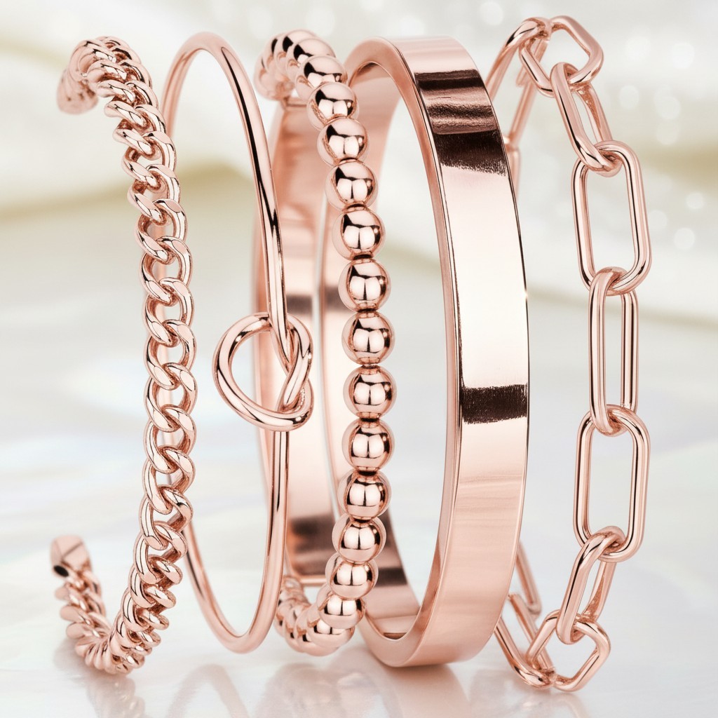Sterling Silver Gold Plated Bracelets for Women Stackable Trendy Jewelry
