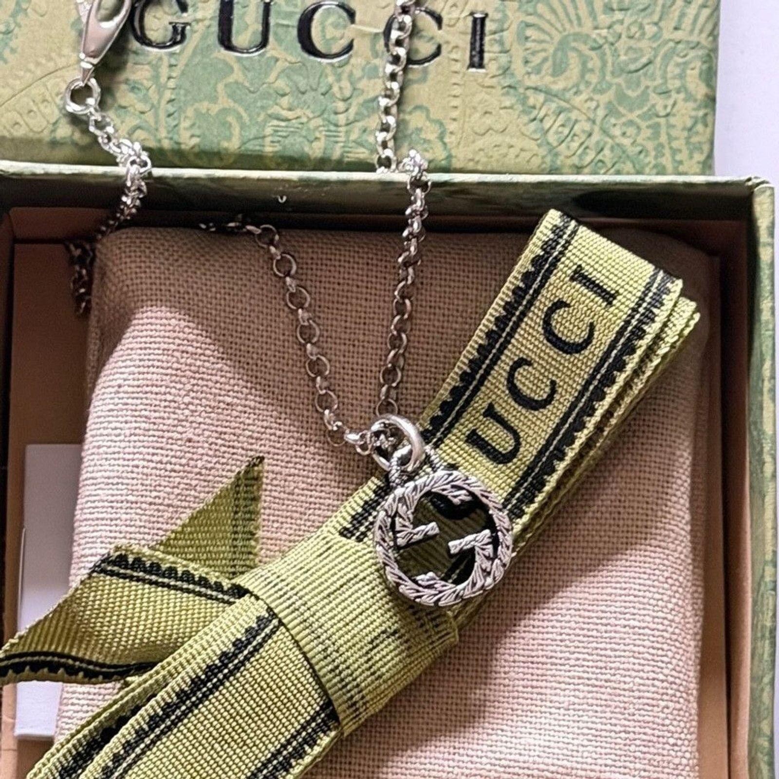 New Full Set Gucci Interlocking G Necklace Sterling Silver