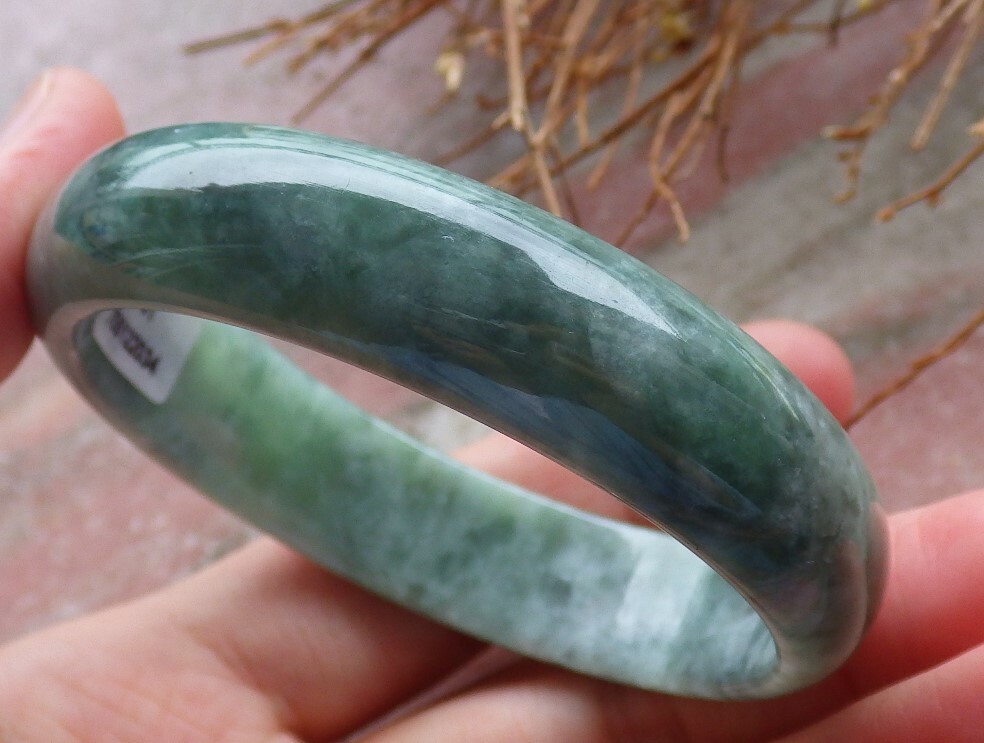 Certified Green Burma 100% Natural A JADE Jadeite Bangle Bracelet 53mm 手镯 670197