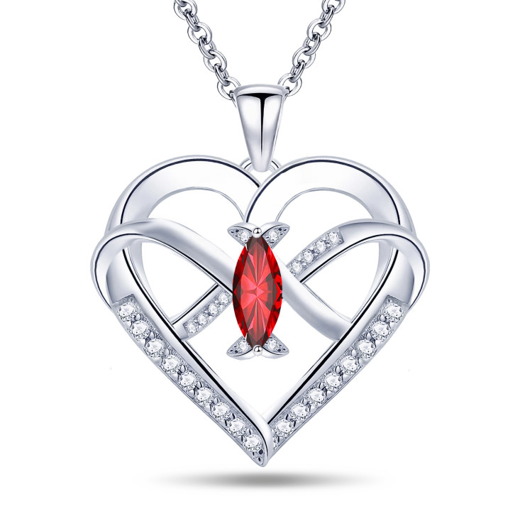 Emma Manor 14K White Gold Plated Heart Pendant Necklace – 5A CZ Infinity Butterf