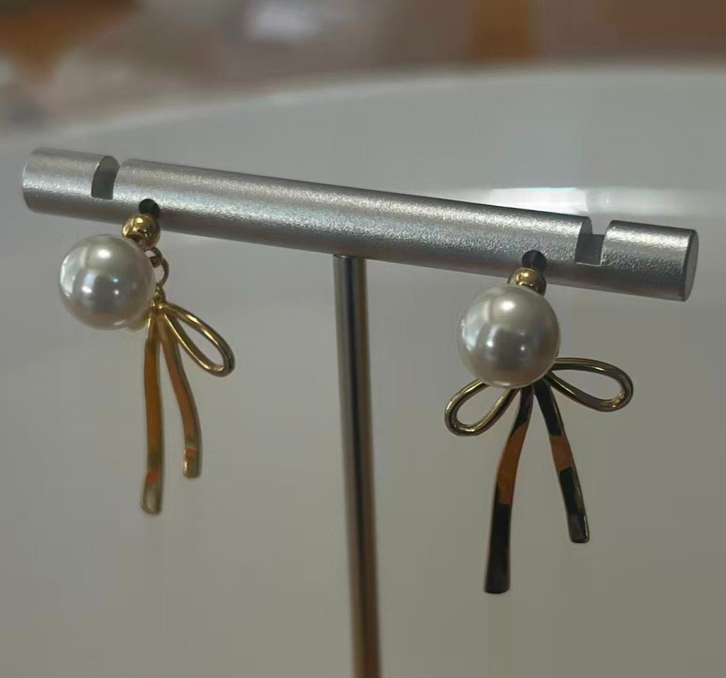 2 Way 8mm Seashell White Pearl Drop Dangle 1.4” Earrings Yellow Gold Plated